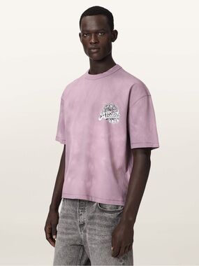 AllSaints Lavender-Pink Graphic Short Sleeve Tee